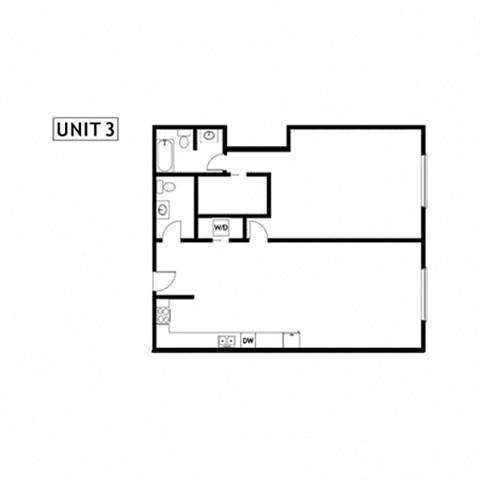 Floor plan for 1 bed, 1.5 baths, 1260 sqft